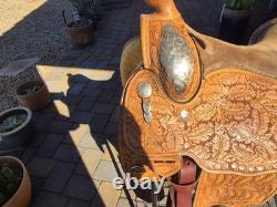 Blue Ribbon Custom Light Oil Western Show Saddle 16 Inch