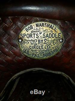 Bob Marshall Treeless Saddle Circle Y Barrel Endurance Trail Dark Brown Tooling