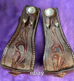 Bob's Sterling Silver Tooled Leather Western Show Saddle 4 Inch Bell Stirrups