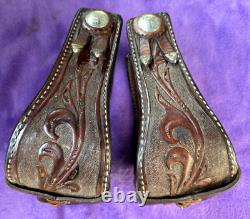 Bob's Sterling Silver Tooled Leather Western Show Saddle 4 Inch Bell Stirrups