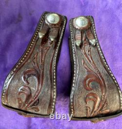 Bob's Sterling Silver Tooled Leather Western Show Saddle 4 Inch Bell Stirrups