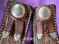 Bob's Sterling Silver Tooled Leather Western Show Saddle 4 Inch Bell Stirrups