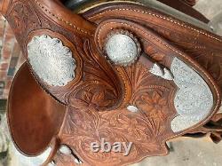 Bobs Western Show Saddle 16in seat with Silver, includes orig & youth fenders