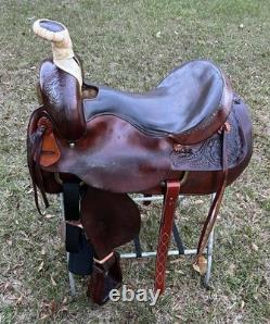 Bona Allen 16 Seat Western Roping Ranch Saddle Tool Leather Pleasure Trail USA