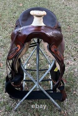 Bona Allen 16 Seat Western Roping Ranch Saddle Tool Leather Pleasure Trail USA