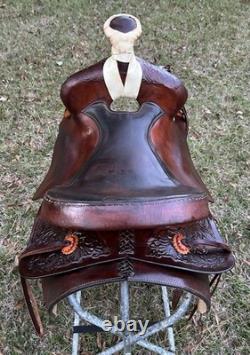 Bona Allen 16 Seat Western Roping Ranch Saddle Tool Leather Pleasure Trail USA