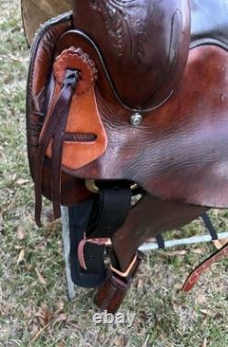 Bona Allen 16 Seat Western Roping Ranch Saddle Tool Leather Pleasure Trail USA