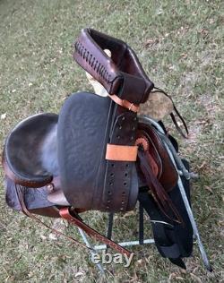 Bona Allen 16 Seat Western Roping Ranch Saddle Tool Leather Pleasure Trail USA