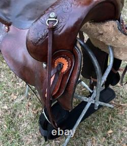Bona Allen 16 Seat Western Roping Ranch Saddle Tool Leather Pleasure Trail USA