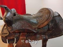 Brahma brand Tex Tan Western Leather Co. Ornate saddle 14 with grazing muzzle