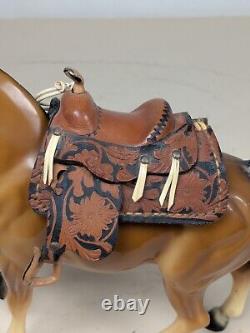 Breyer Western Show Saddle Hand Tooled Antiques Vintage Leather & Metal