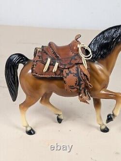 Breyer Western Show Saddle Hand Tooled Antiques Vintage Leather & Metal