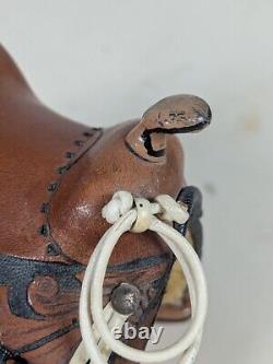 Breyer Western Show Saddle Hand Tooled Antiques Vintage Leather & Metal