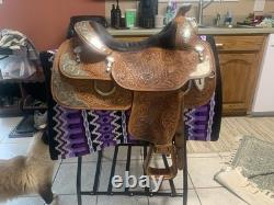 Brown 16 in Silver Mesa Western Show Saddle, Used