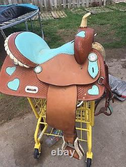 Brown And Blue 14 15 Western Saddle