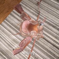 Brown Leather Barrel Racing Saddle Traditional Design with Stirrups Sheepskin