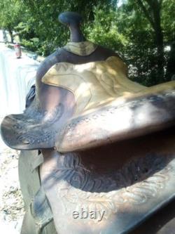 Brown Leather Floral Tooled Traditional Western Horse Saddle 1186C