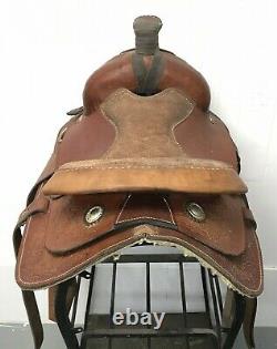 Brown Leather Horse Trail Saddle 14.5 Inch Seat, 6.5 In. Gullet Monogrammed