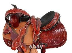 Brown Leather Western Saddle Used Trail Pleasure Barrel Leather Tack 15 16 17 18