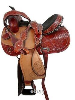 Brown Leather Western Saddle Used Trail Pleasure Barrel Leather Tack 15 16 17 18