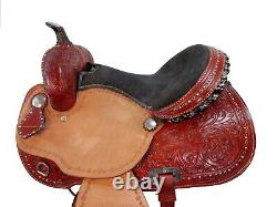 Brown Leather Western Saddle Used Trail Pleasure Barrel Leather Tack 15 16 17 18