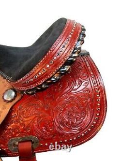 Brown Leather Western Saddle Used Trail Pleasure Barrel Leather Tack 15 16 17 18