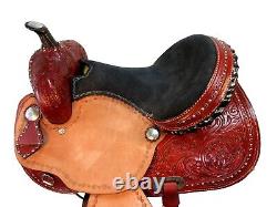 Brown Leather Western Saddle Used Trail Pleasure Barrel Leather Tack 15 16 17 18