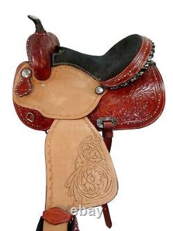 Brown Leather Western Saddle Used Trail Pleasure Barrel Leather Tack 15 16 17 18