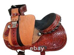 Brown Leather Western Saddle Used Trail Pleasure Barrel Leather Tack 15 16 17 18