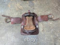 Brown/Red Leather Horse Saddle with Stirrups