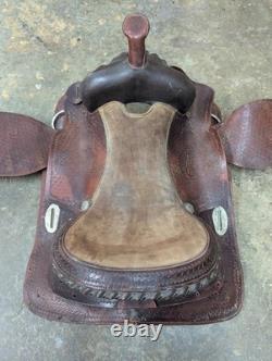 Brown/Red Leather Horse Saddle with Stirrups