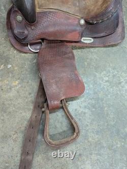 Brown/Red Leather Horse Saddle with Stirrups