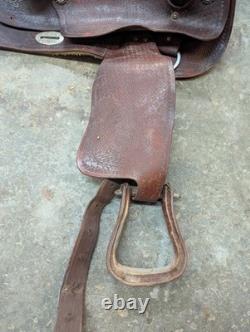 Brown/Red Leather Horse Saddle with Stirrups