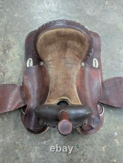 Brown/Red Leather Horse Saddle with Stirrups