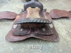 Brown/Red Leather Horse Saddle with Stirrups