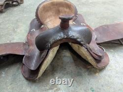 Brown/Red Leather Horse Saddle with Stirrups