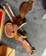 Brown Tooled Leather Traditional Western Horse Saddle With Stirrups