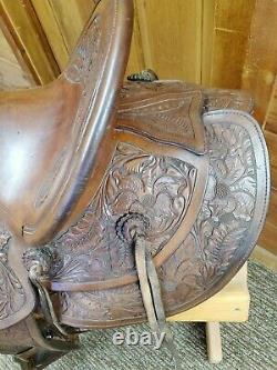 Buck & Knapp Antique Western Saddle with 14 Seat includes Matching Headstall
