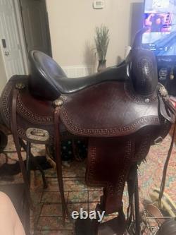 C-M-17 17 In Western Horse Saddle American Leather Flex Tree Trail Hilason