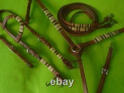 CHAMPION TURF Unused RAWHIDE Braid Tack SETHEADSTALLBREAST COLLARSplit REINS