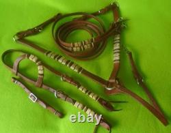 CHAMPION TURF Unused RAWHIDE Braid Tack SETHEADSTALLBREAST COLLARSplit REINS