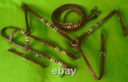 CHAMPION TURF Unused RAWHIDE Braid Tack SETHEADSTALLBREAST COLLARSplit REINS