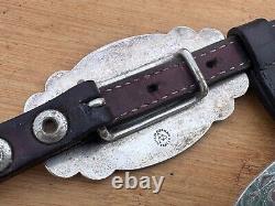 CIRCLE Y Tooled Double Ear Silver Buckle Western Show Headstall Dark Oil