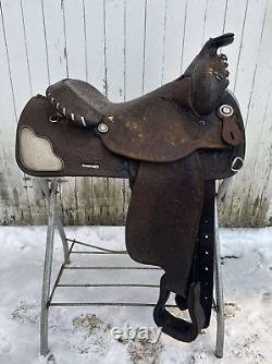 CIRCLE Y Western Pleasure SILVER SHOW Saddle 15 Tooled Leather LOVELY