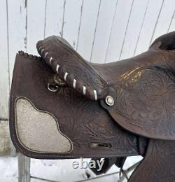 CIRCLE Y Western Pleasure SILVER SHOW Saddle 15 Tooled Leather LOVELY