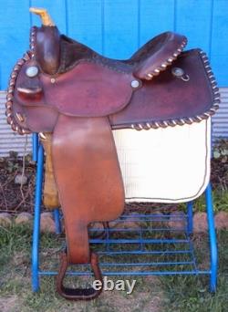 CIRCLE Y Western Show Saddle 15 SILVER CONCHOS Padded Seat BEAUTIFUL