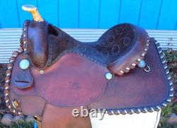 CIRCLE Y Western Show Saddle 15 SILVER CONCHOS Padded Seat BEAUTIFUL