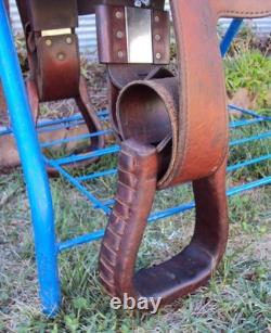CIRCLE Y Western Show Saddle 15 SILVER CONCHOS Padded Seat BEAUTIFUL