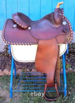 CIRCLE Y Western Show Saddle 15 SILVER CONCHOS Padded Seat BEAUTIFUL