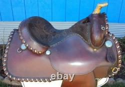 CIRCLE Y Western Show Saddle 15 SILVER CONCHOS Padded Seat BEAUTIFUL